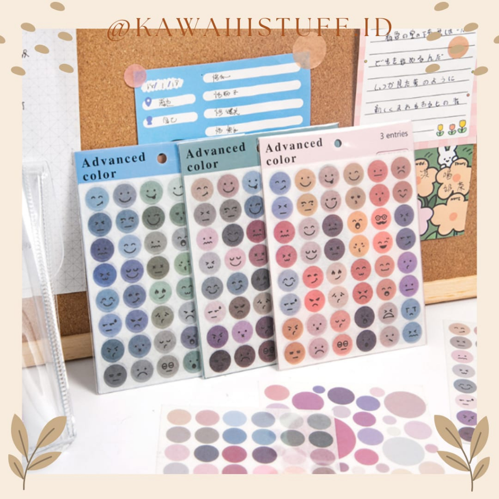 

[KAWAIIISTUFF.ID] 3 Lembar Stiker EMOJI FACE SMILEY DECO JOURNALING