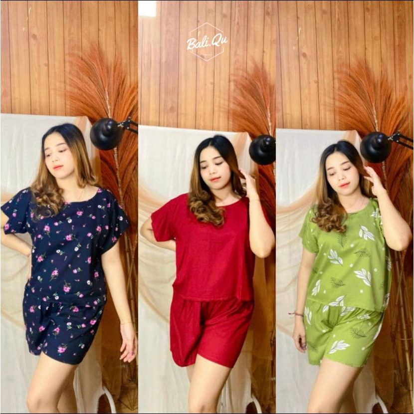 SETELAN PENDEK CROP LENGAN RAYON BALI