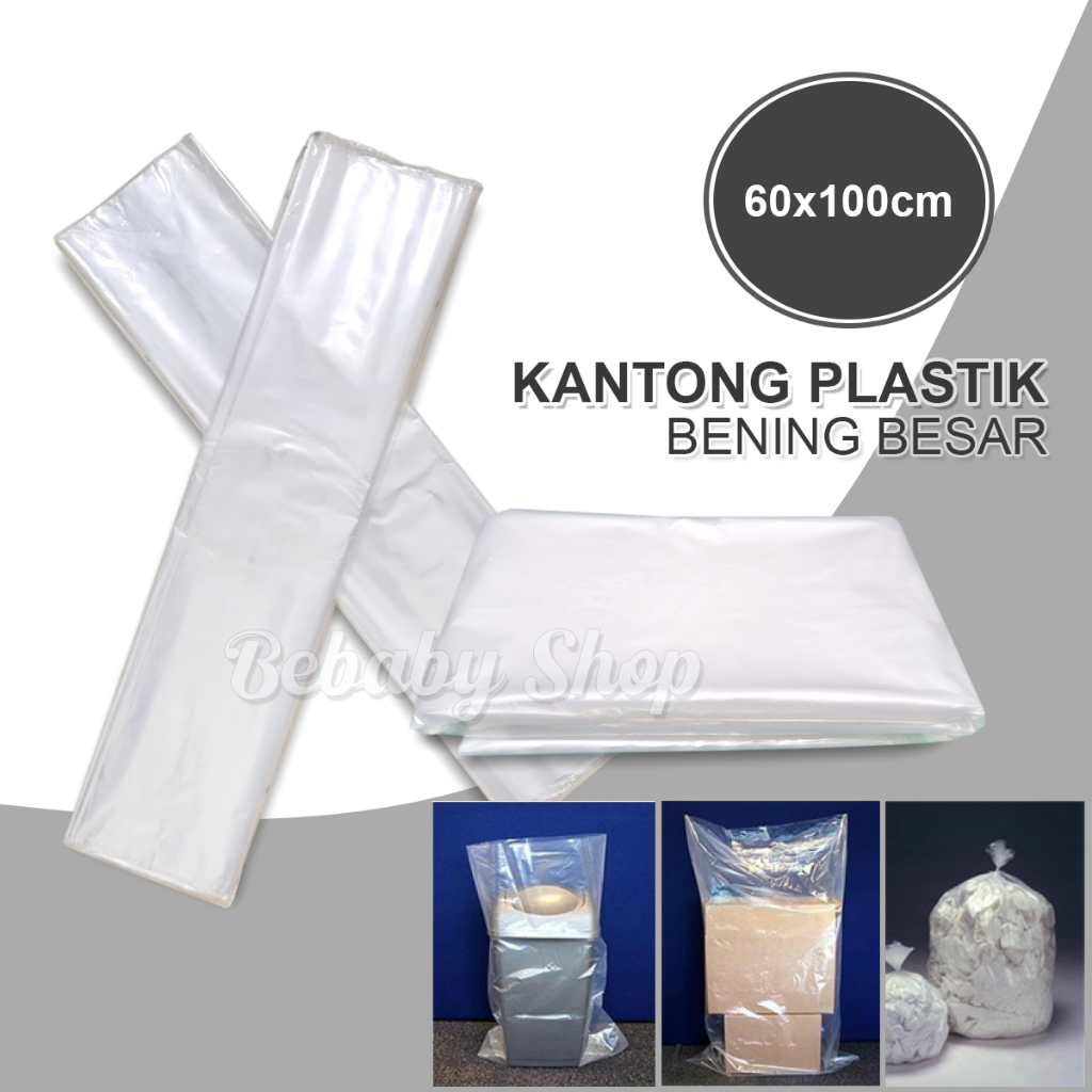 1 Lembar Kantong Plastik Bening Transparan Besar 60x100cm Tebal 0.04