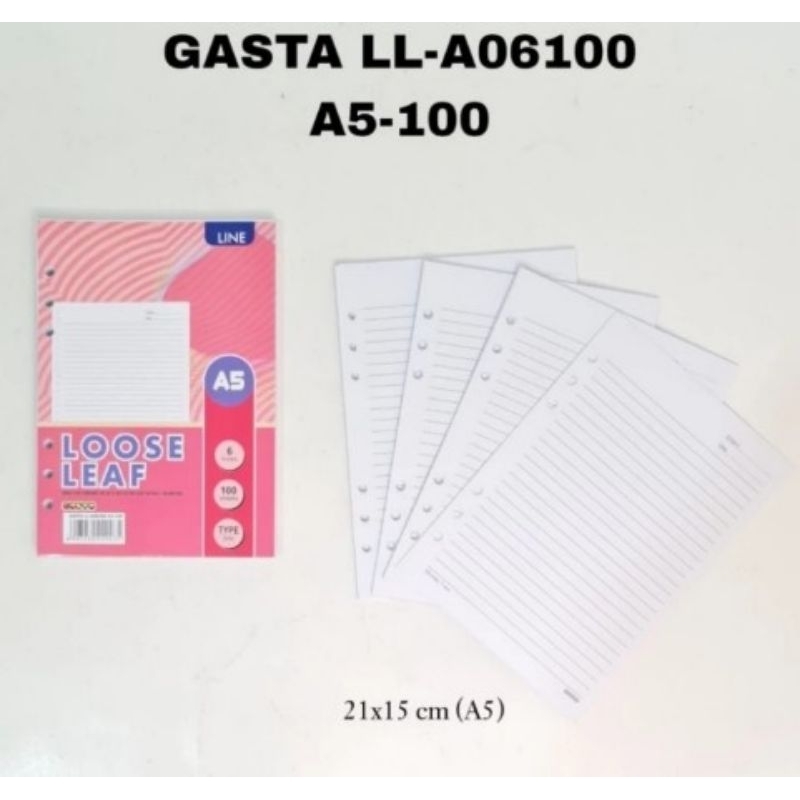 

SJS loose leaf gasta A5-100 6 ring putih/kertas binder/isi binder