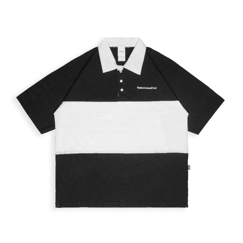 Easternwood Rugby Shirt Lengan Pendek Oversize Hitam