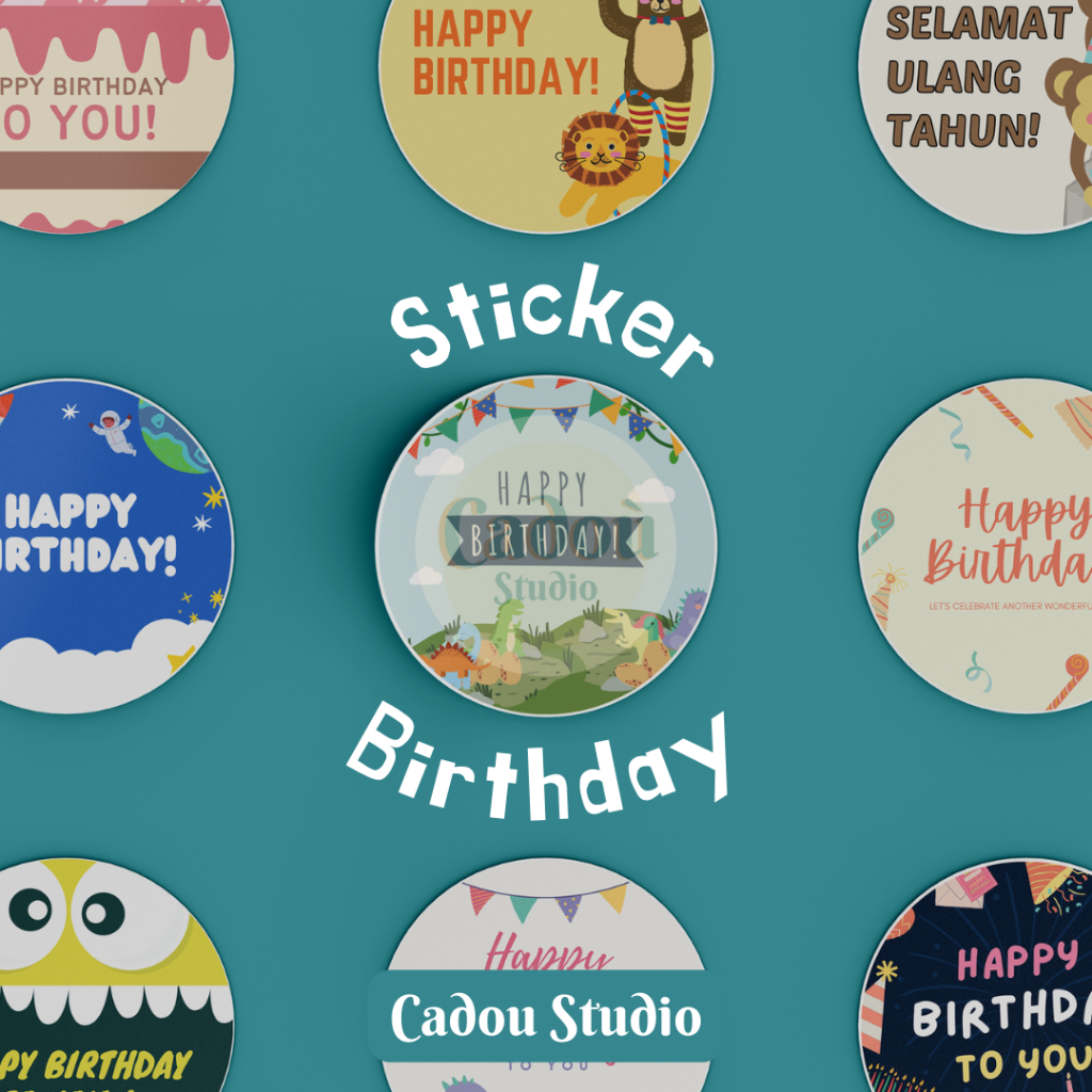 

Sticker Stiker Bulat / Segel Toples Parcel / Seal Jar glossy Ulang Tahun Birthday Anak Pesta
