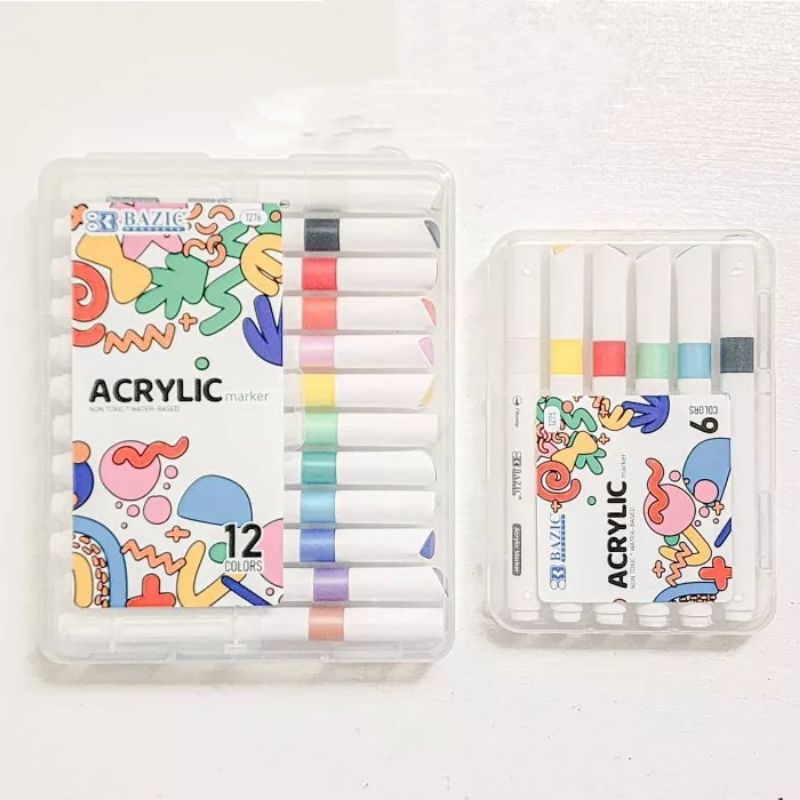 

BAZIC ACRYLIC COLOR PERMANENT MARKER SET 6 12 WARNA SPIDOL CAT AKRILIK PERMANEN