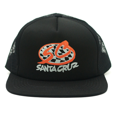 Santa Cruz Check Pro Series Mesh Trucker Mid Profile Hat Black