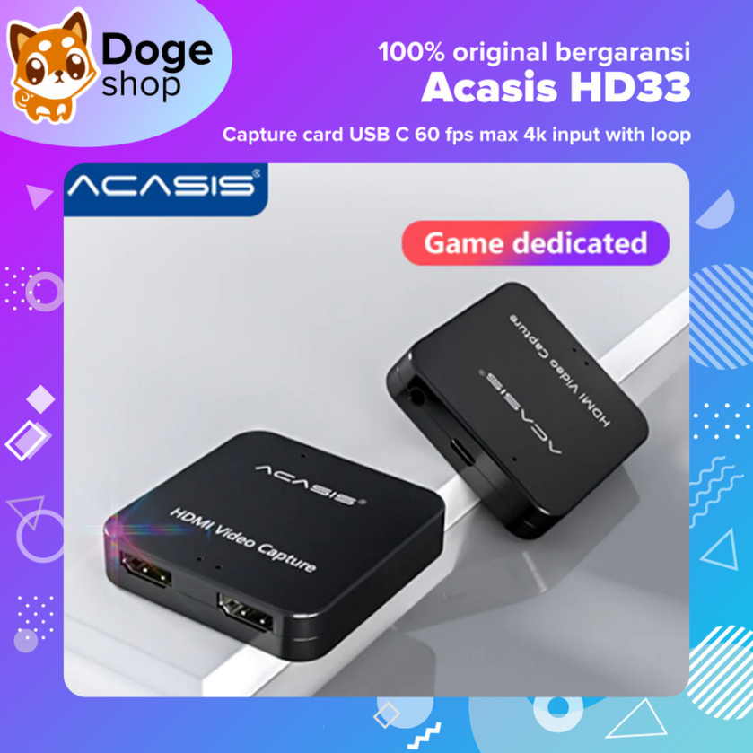 Acasis HD33 HDMI Video Capture Card Type C loop USB