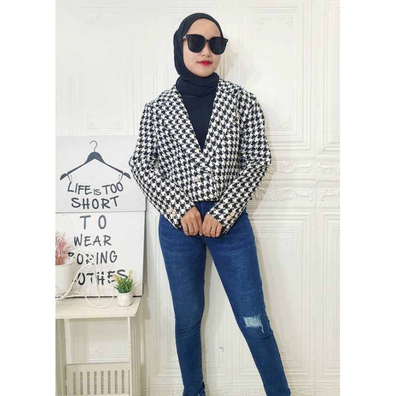 Atasan Blazer Kotak Import Bangkok 1409