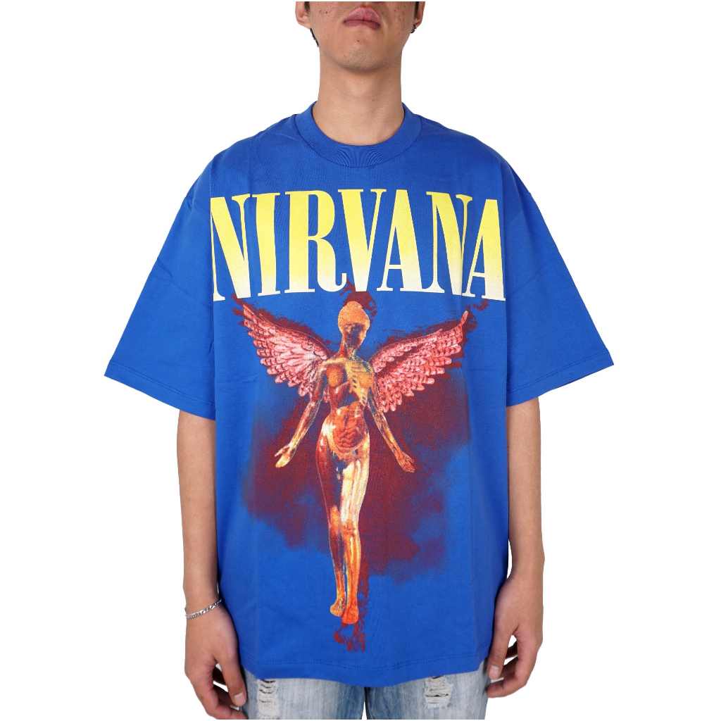 NIRVANA IN UTERO TOUR BLUE OVERSIZED SHIRT // KAOS BAJU BIRU MUSIK BAND