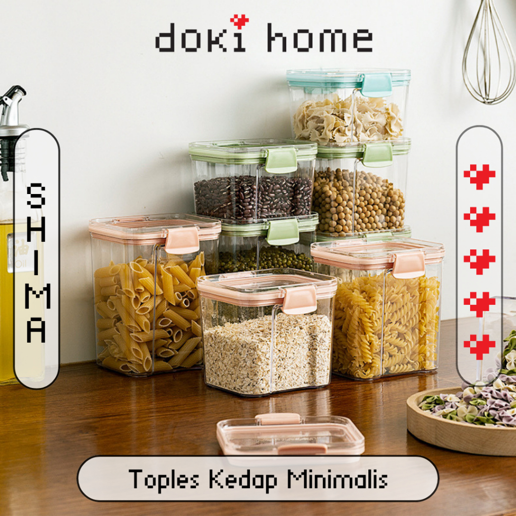 (DOKI) SHIMA Kotak Makanan Ringan Minimalis Toples Cemilan Penyimpanan Kopi Teh Gula Aesthetic