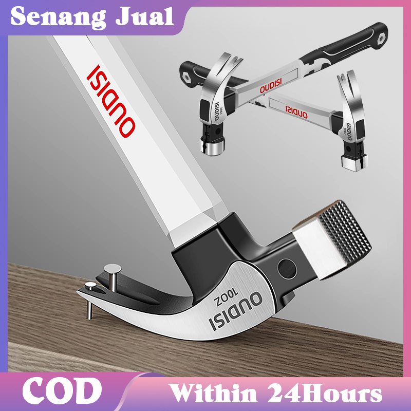 OUDISI Palu Kambing Magnet Multifungsi Palu Paku Baja Tahan Karat Square Head Kepala Bulat Pegangan 