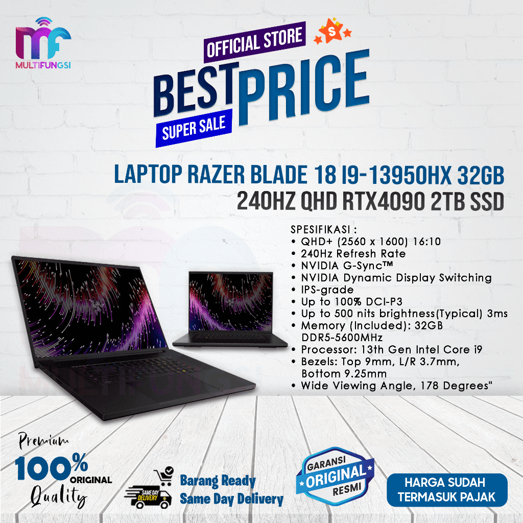 Laptop Razer Blade 18 i9-13950HX 32GB 240Hz QHD RTX4090 2TB SSD