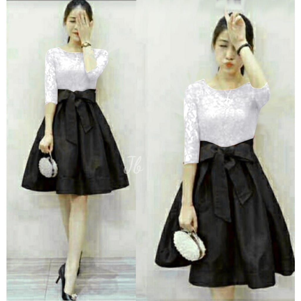 Dress Kondangan Wedding Dress Korean Style Dres Brukat Lengan Panjang Baju Pesta Wanita Acara Natal 