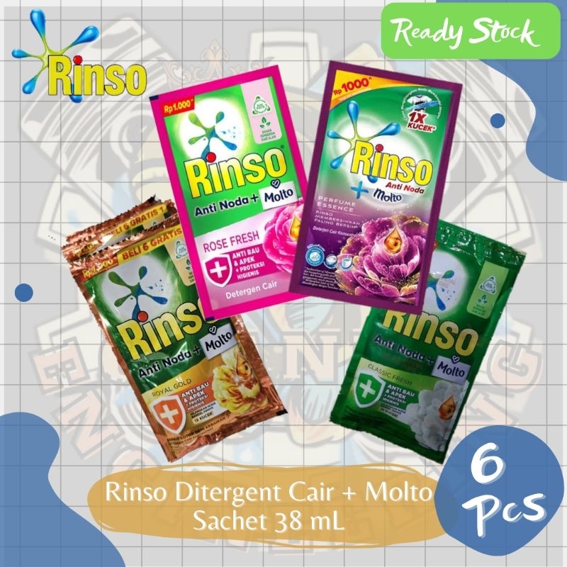 RINSO Molto Detergent Cair 38 ml Renceng 6 Sachet