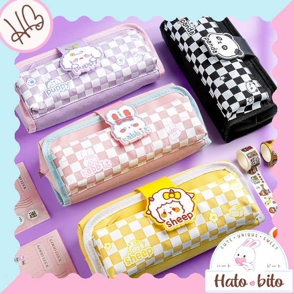 

Kotak pensil jumbo checkered ukuran besar bisa muat banyak motif kotak lucu cute kawai estetik HB1499