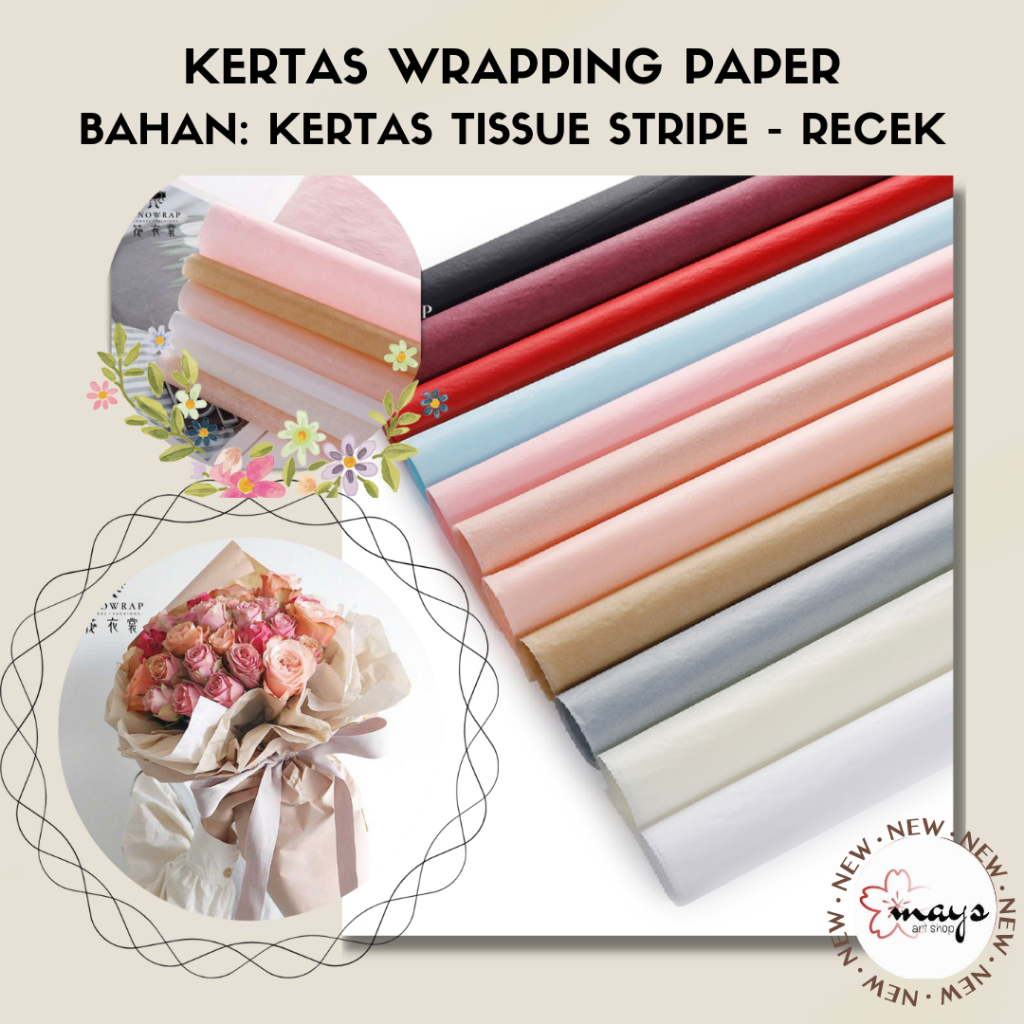 

[PREMIUM] Kertas Sydney Wrapping Paper - Kertas Recek Bungkus Kado Sepatu Tas Doorslag Kue - Tissue Thick Stripe Wax - Flower Wrap Bahan Kertas Lecek Door Slag Korean