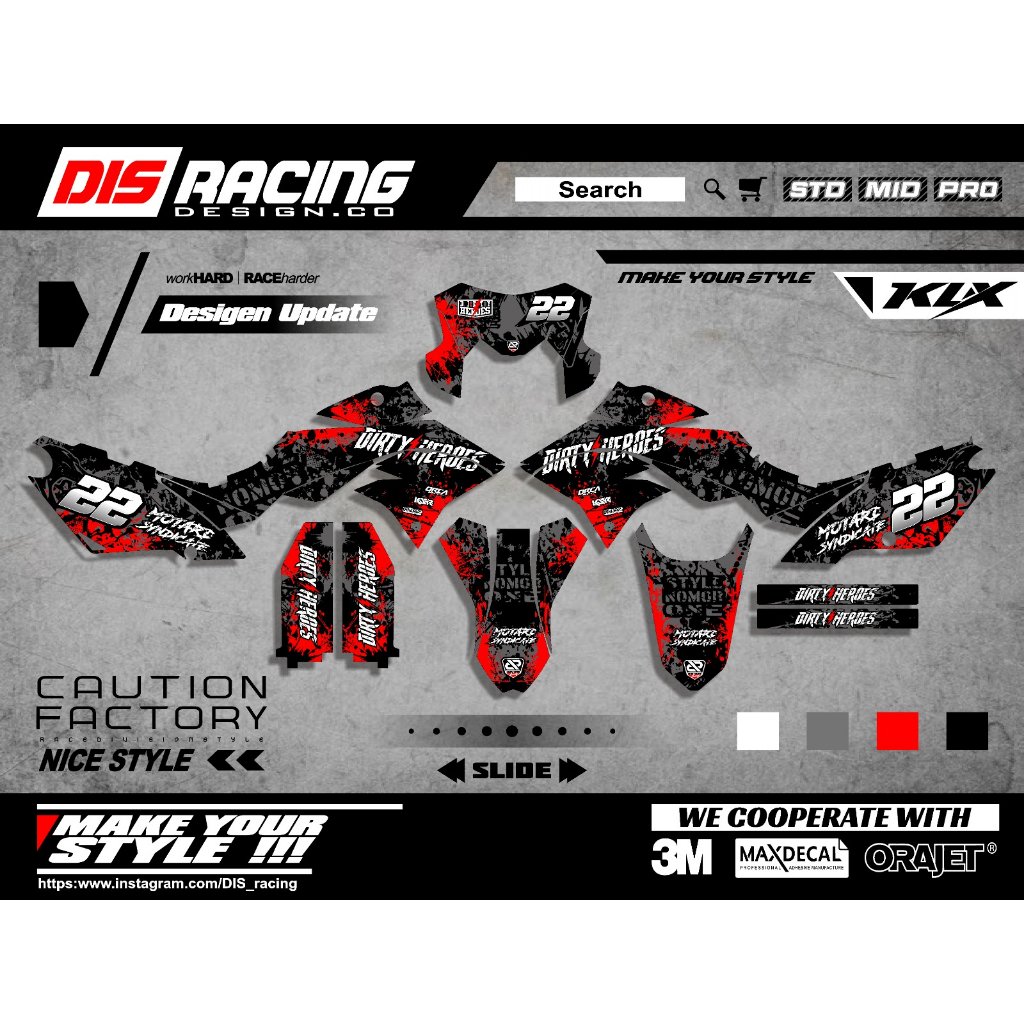 DECAL KLX 150  - KLX BF - DTRACKER DIRTY HEROES
