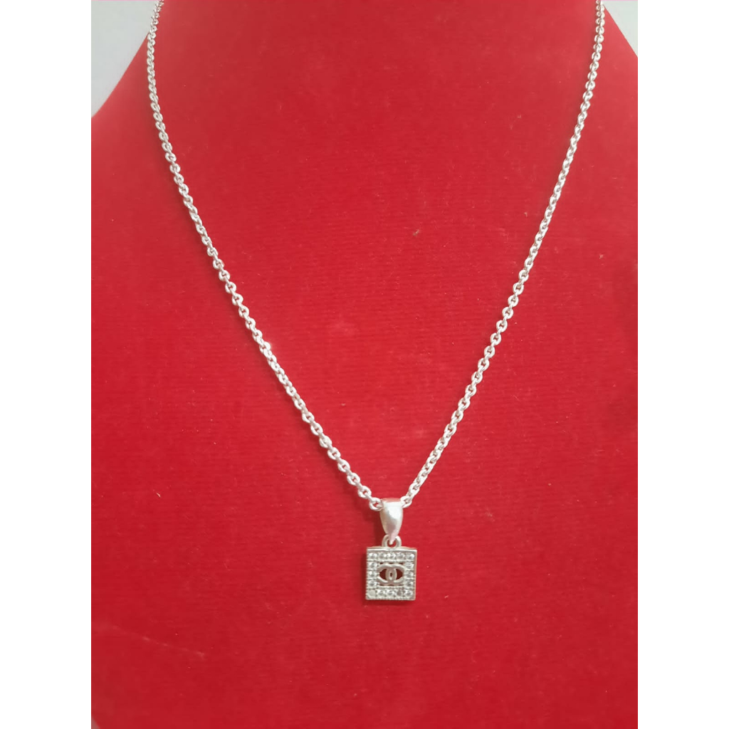 kalung perak murni rantai choker liontin channel rantai medan silver handmade