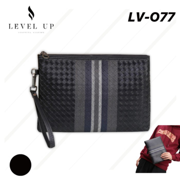 Dijual LV077 - HANDBAG PRIA WANITA TAS TANGAN PREMIUM KULIT LEATHER CLUTCH - BLACK Murah