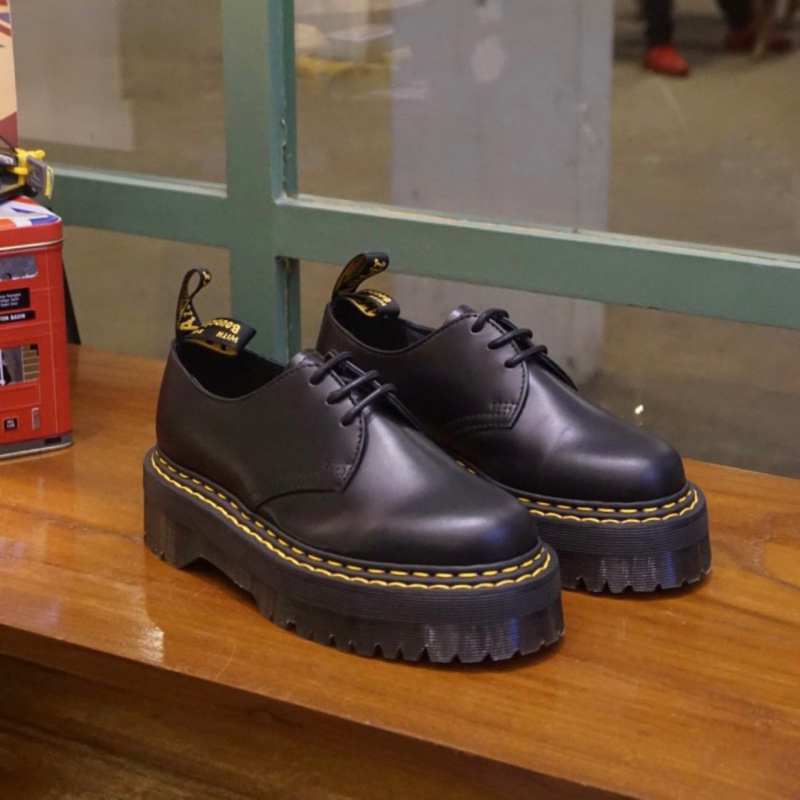 DR. MARTENS 1461 QUAD DOUBLE STITCH BLACK PARIS SMOOTH ORIGINAL BNIB RESMI