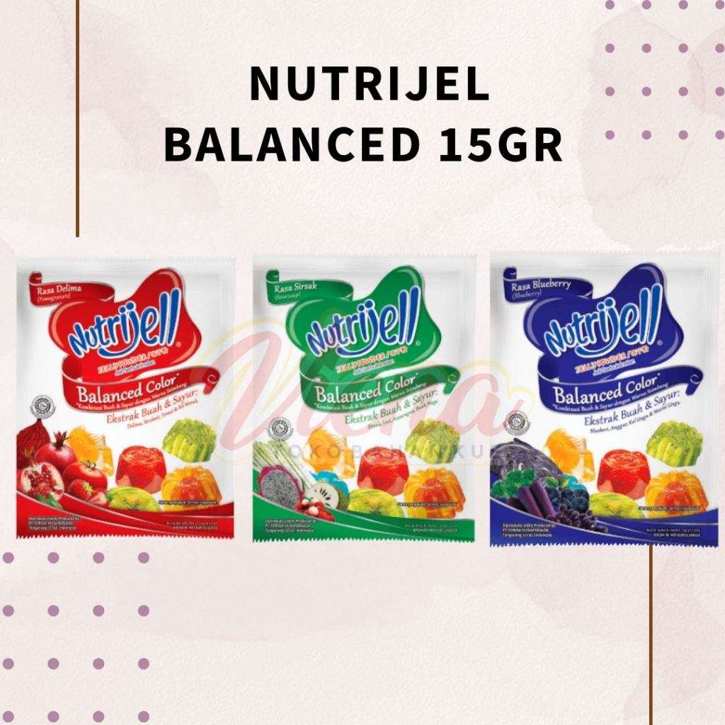 

Nutrijell Balance Color 15gr Nutrijel Colour Blueberry Sirsak Delima