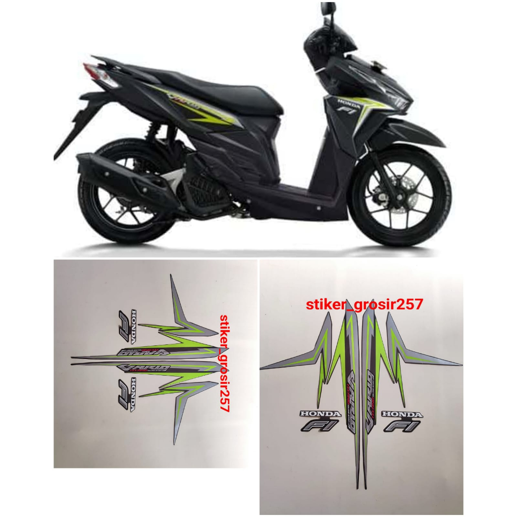 STIKER STRIPING LIS BODY MOTOR HONDA VARIO TECHNO 125 FI LED 2016 HITAM HIJAU