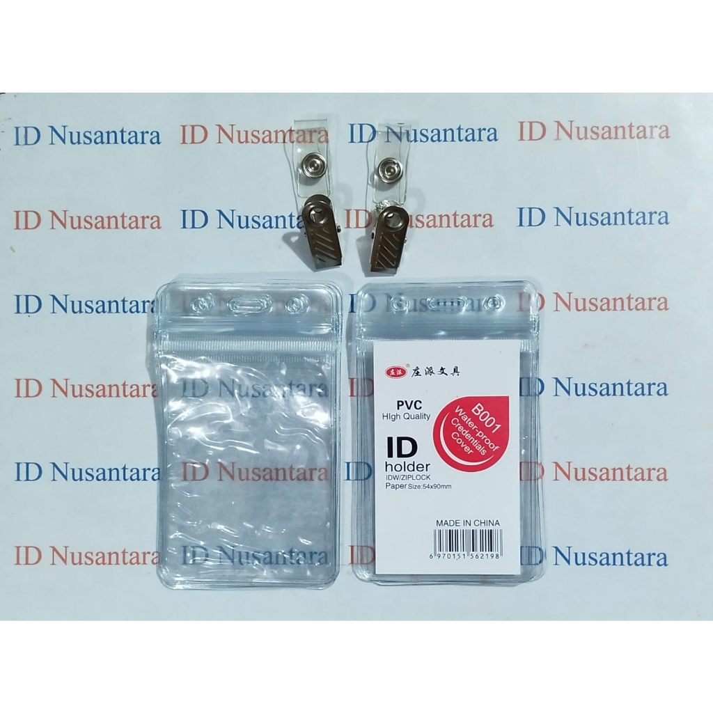 Paket ID Card Zipper 6,5x9CM + Jepit Garis Besi Buaya Isi (10pcs)