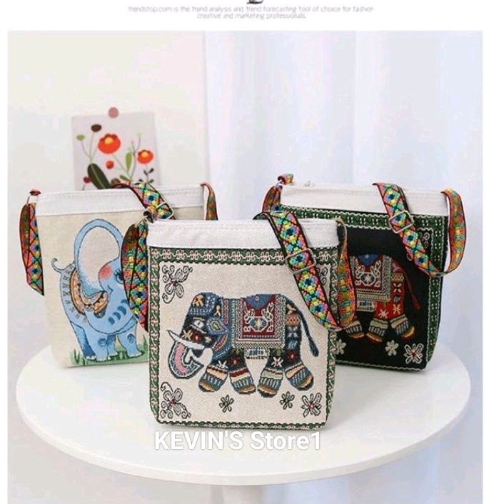 Tas Slempang Etnik Thailand IMPORT/Tas Motif Tenun/Tas Slempang Hp