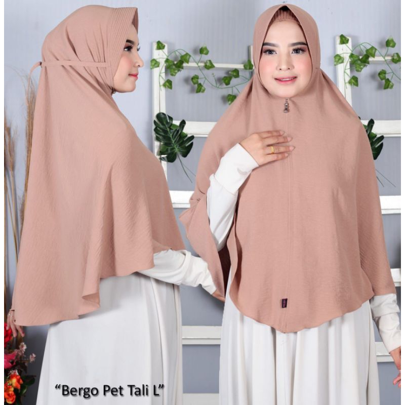 Bergo Crinkle Pet Tali L / Bergo Maryam Crinkle / Bergo Maryam Pet Crinkle / Bergo Maryam Instan