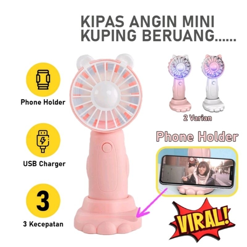 MINI FAN KIPAS ANGIN MINI PORTABLE USB / KARAKTER BERUANG