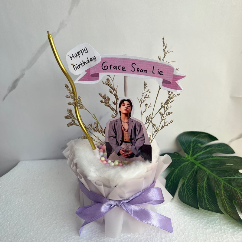 custome request kue cake abadi palsu fake lilin photo foto kpop korea idol anime karakter animasi un