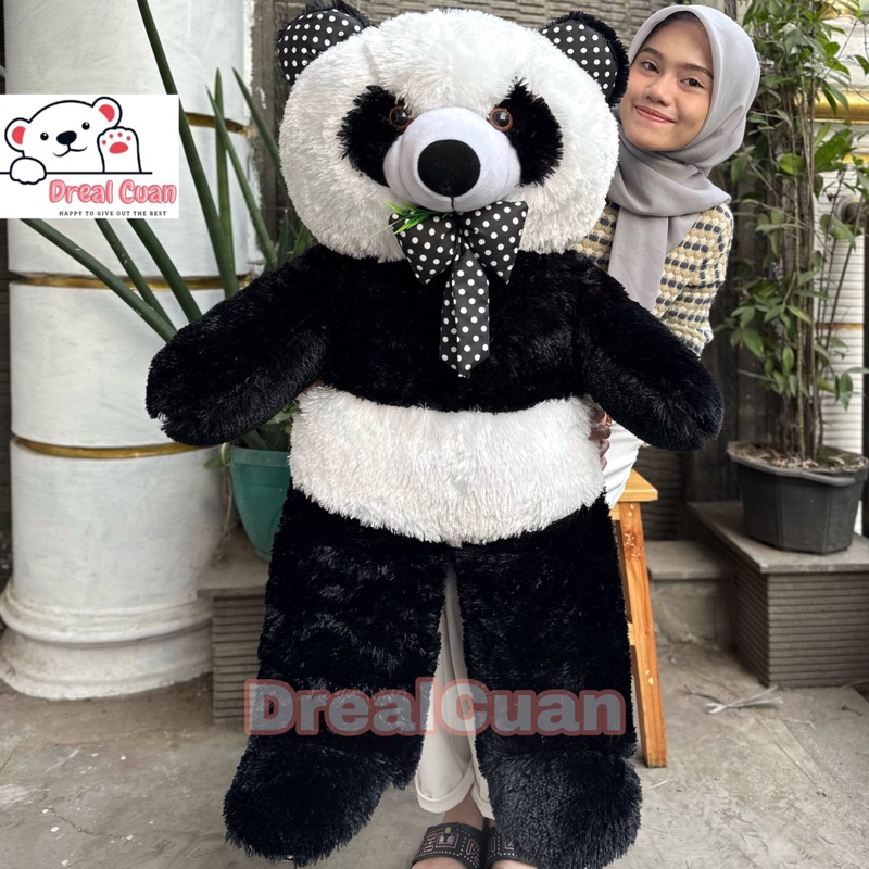 Boneka Panda Besar Tinggi 1 Meter Hitam Putih Lembut dan Empuk