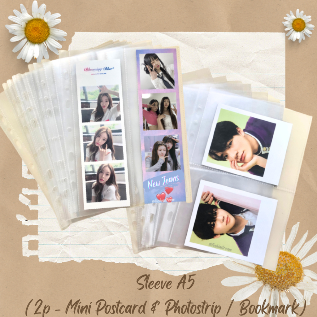 Mini Postcard/Bookmark/Photostrip Sleeve (2p) ukuran Binder Kecil (A5) 2/3/6 Ring untuk KPOP Collect