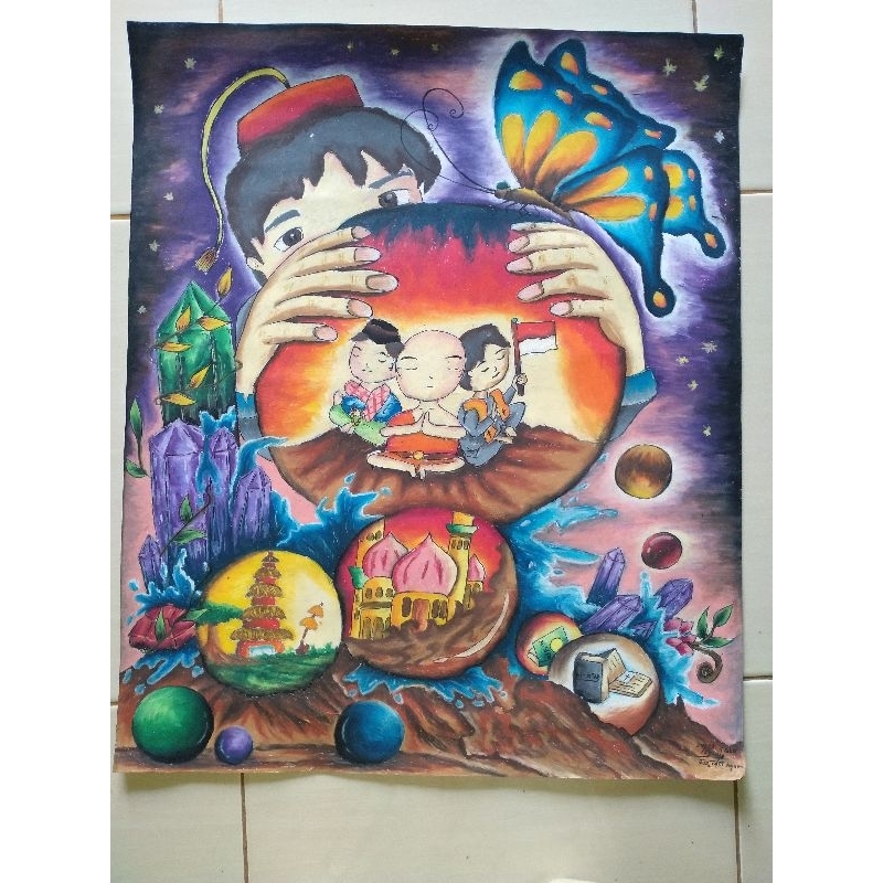 

Lukisan gambaran tangan crayon oil pastel - No printing