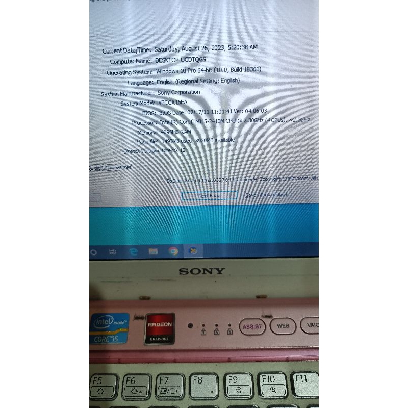 LAPTOP MURAH SONY CORE I5 ssd