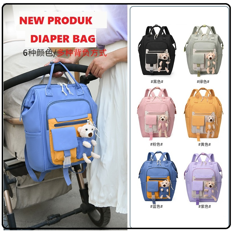 DIAPER BAG / TAS ANAK TRAVELLING / ADA BONEKA /  BAG JINGJING SELEMPANG / TAS POPOK BAYI SUSU