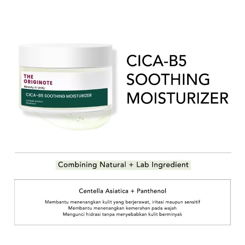 The Originote Cica-B5 Shoothing Moisturizer - Moisturizer Menenangkan Kulit