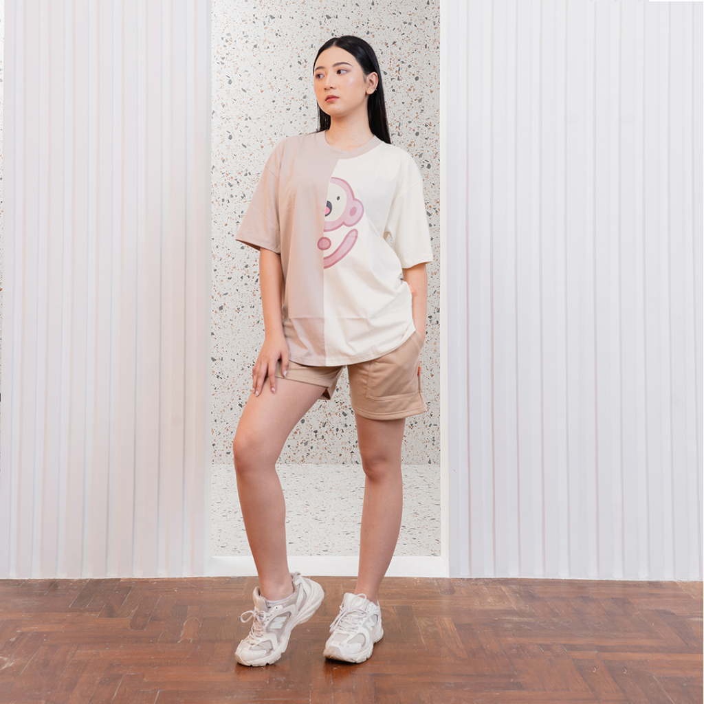 Woodlays Kaos T-Shirt Oversize Ivory-Beige Twice Ape Hug-Beige