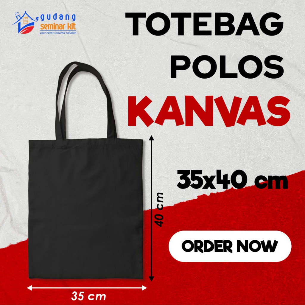 Totebag KANVAS HITAM polos murah 35x40