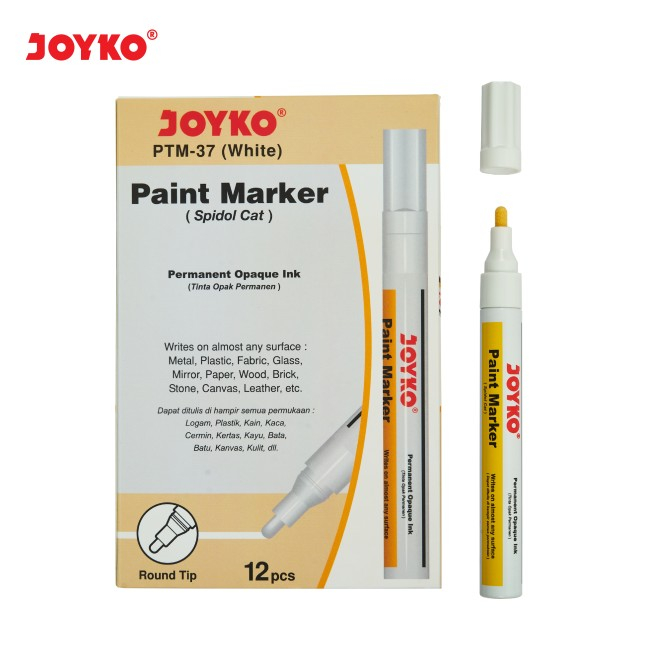 

SPIDOL CAT PERMANEN PTM-37 /SPIDOL PUTIH PTM-37 JOYKO /PAINT MARKER WHITE / PAINT MARKER PTM-37 WHITE JOYKO (PCS)