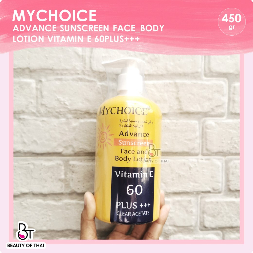 MYCHOICE ADVANCE SUNSCREEN FACE&BODY LOTION VITAMIN E 60PLUS+++ 450GR