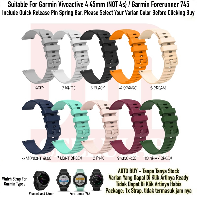 UNB Tali Jam Smartwatch 22mm Untuk Garmin Vivoactive 4 45mm / Forerunner 745 - Watch Strap Silikon R