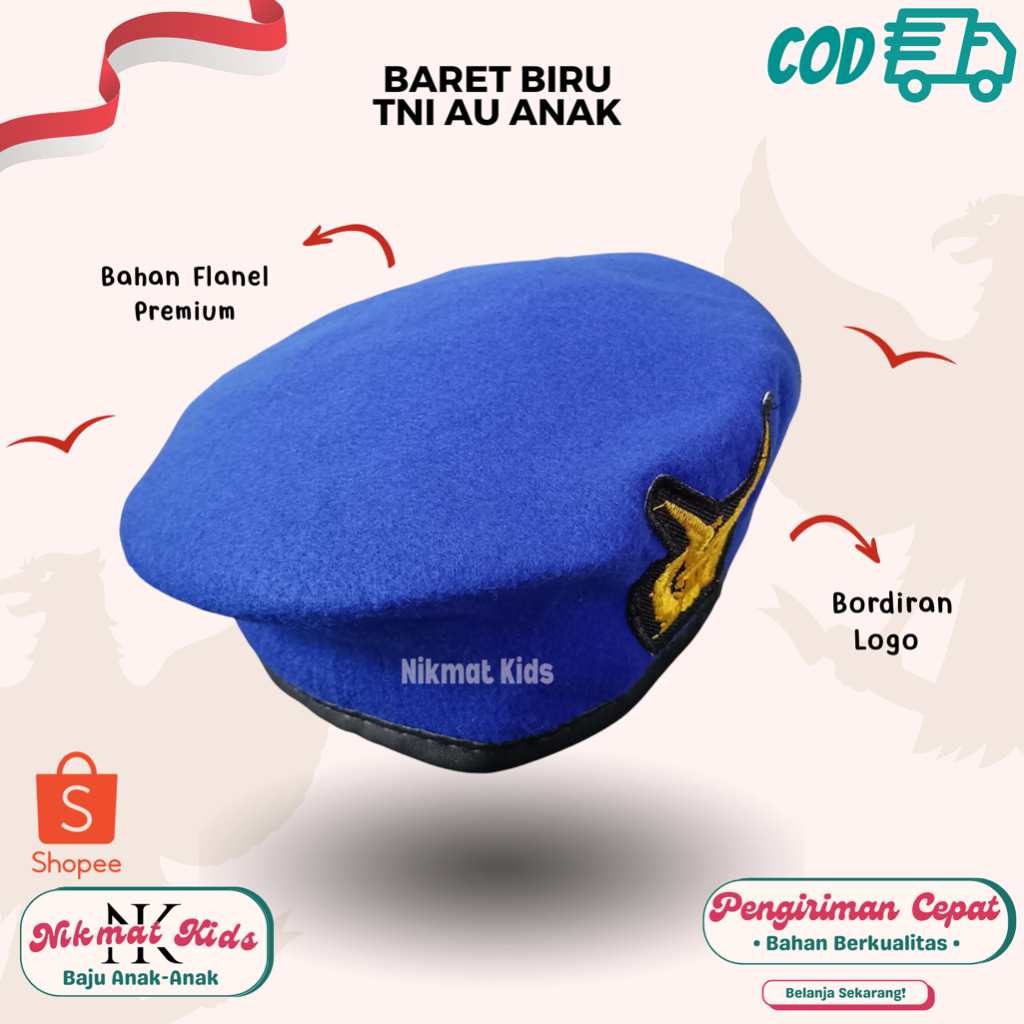 Baret tni udara anak biru topi baret kopassus anak merah emblem baret tni au biru termurah