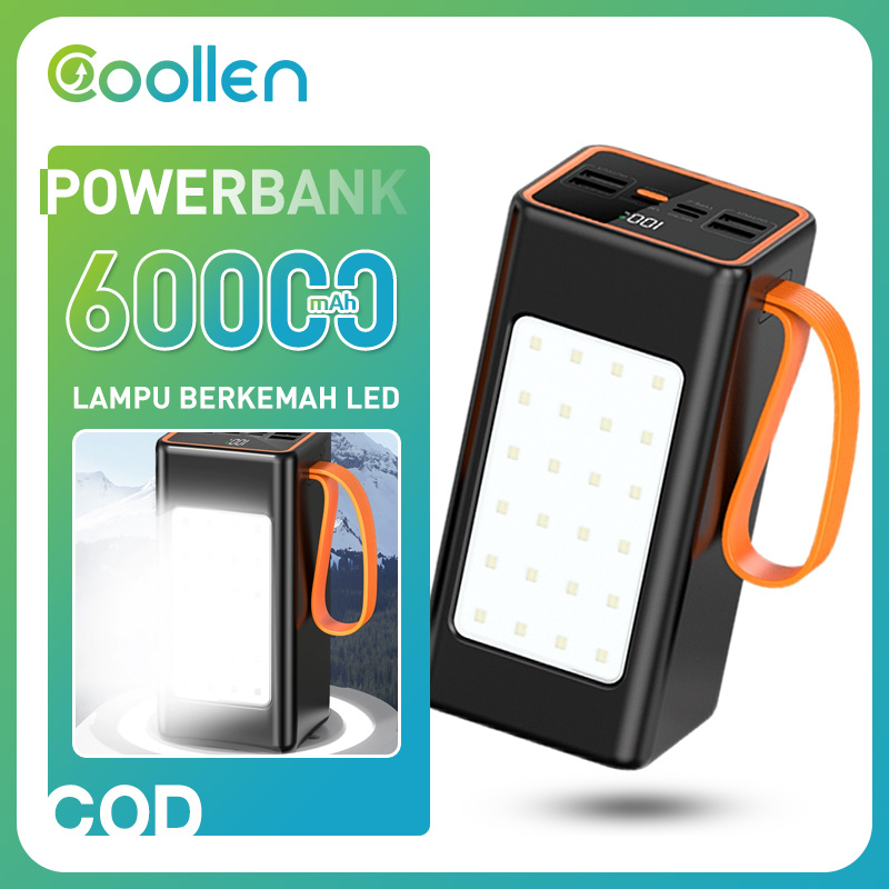 Coollen Asli powerbank 60000mah 66w powerbank fast charging super charging PD20w fast charging Lampu