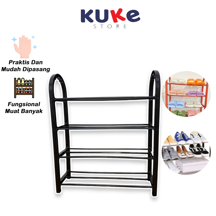 KUKE Rak Sepatu Plastik 4 Susun / Rak Sepatu Serbaguna /  Rak Sepatu Plastik / Rak Sepatu
