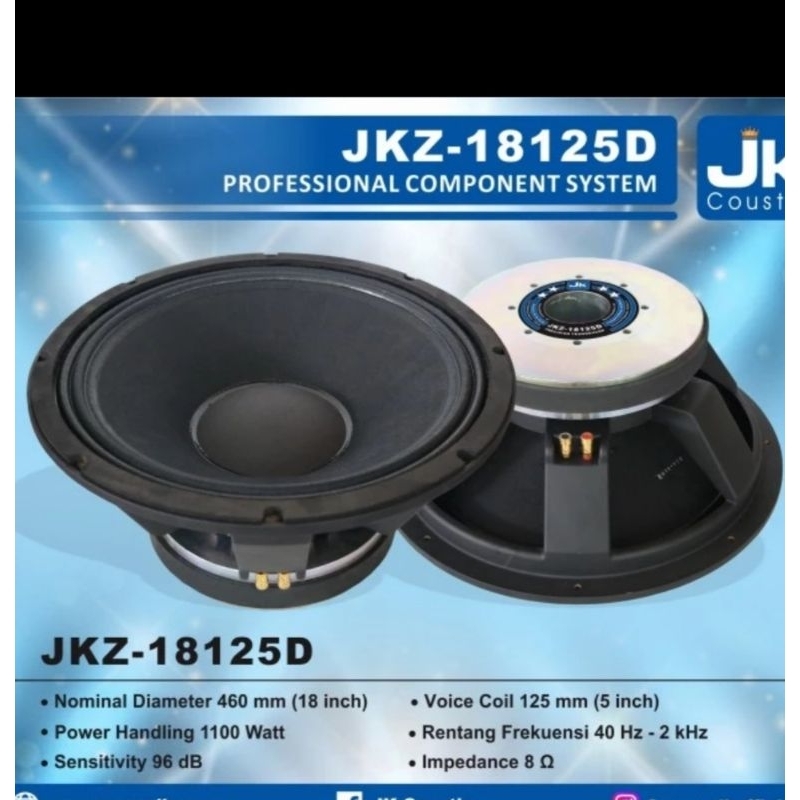 Speaker JK COUSTIC JKZ 18125D 18125 D 18 inch 18in