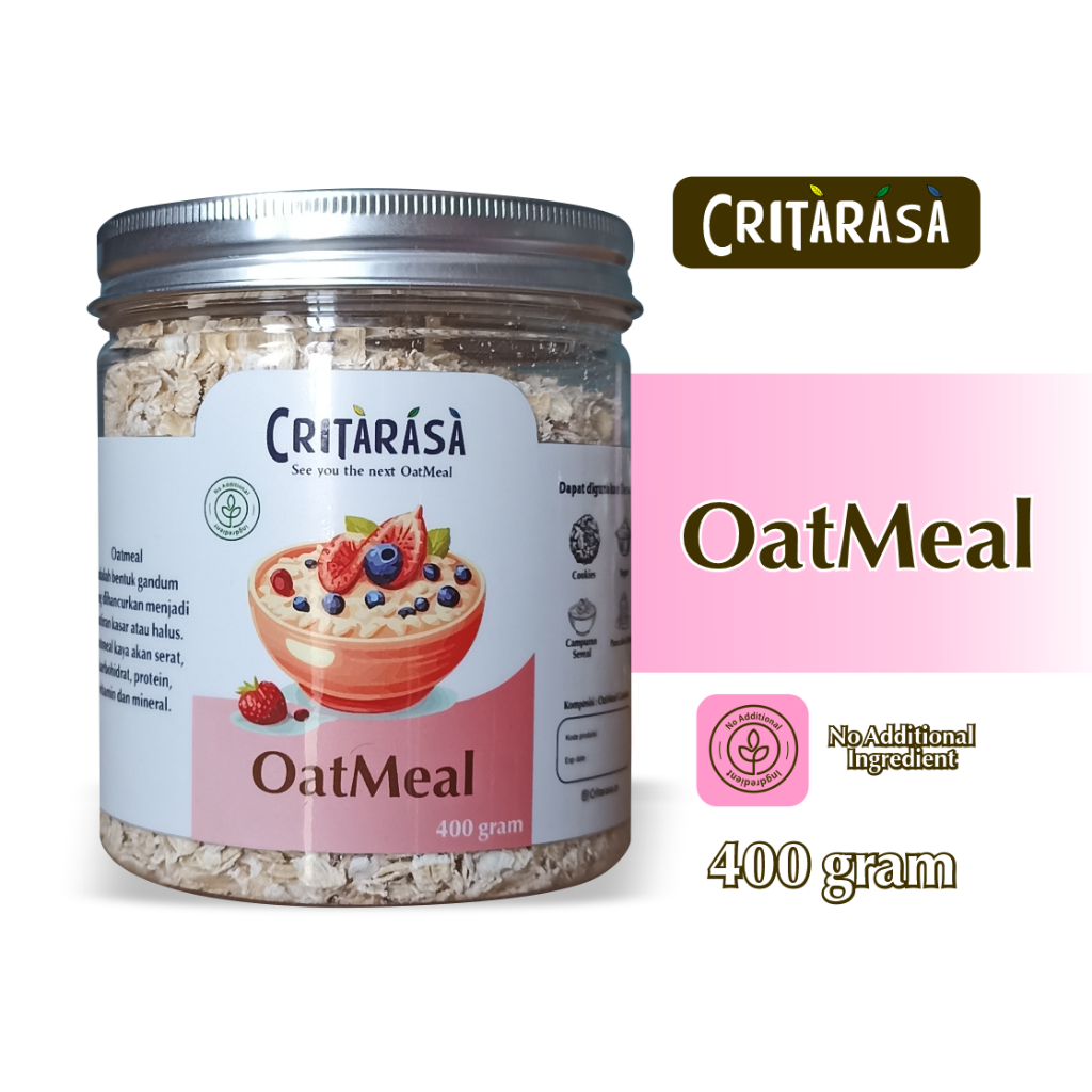 

Critarasa Instant OatMeal sereal snack diet sehat sarapan gandum 400gram