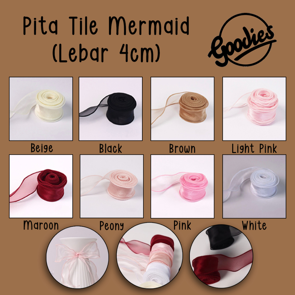 

Pita Tile Mermaid 4cm Premium Import [Ecer per meter] untuk Hampers Buket Kado Natal Kain Besar