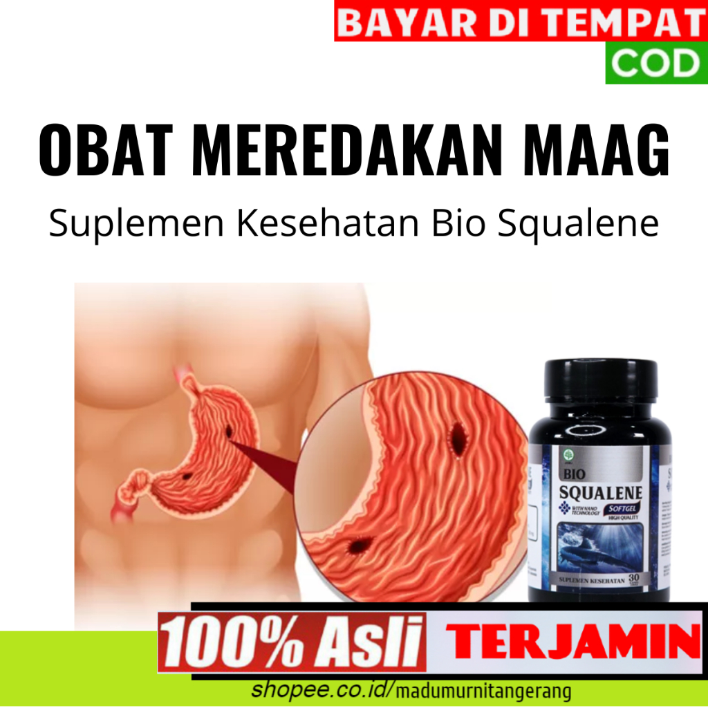 Obat Meredakan Sakit Maag & Asam Lambung Suplemen Kesehatan Tubuh & Kulit Softgel Bio Squalene Isi 3