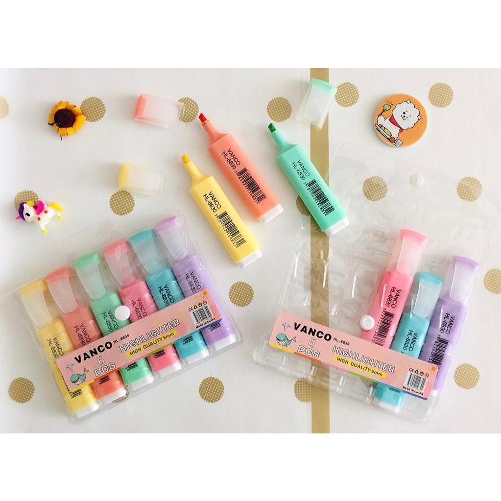 

(6 PCS) STABILO PASTEL VANCO HL-6830 + POUCH / HIGHLIGHTER MARKER PEN