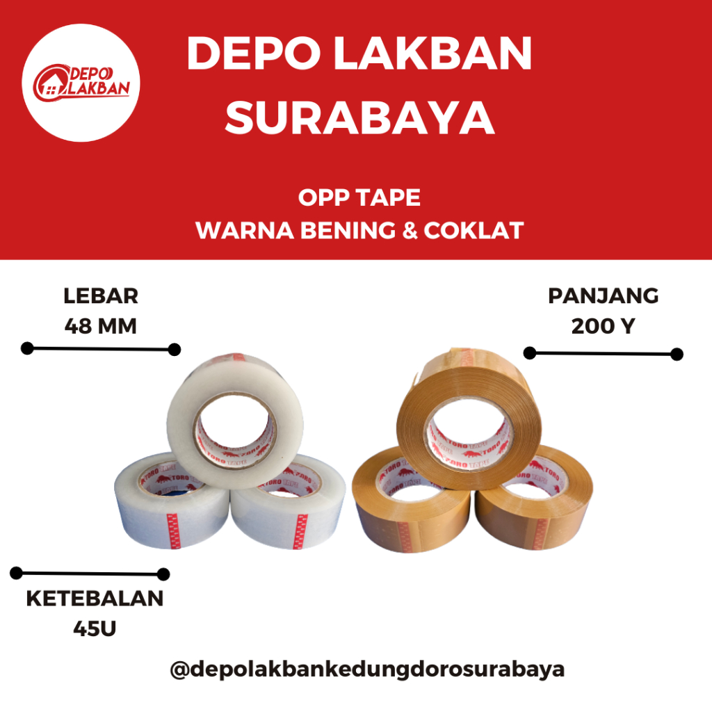 

Lakban/OPP Bening/Coklat 48mm 200yard 45u