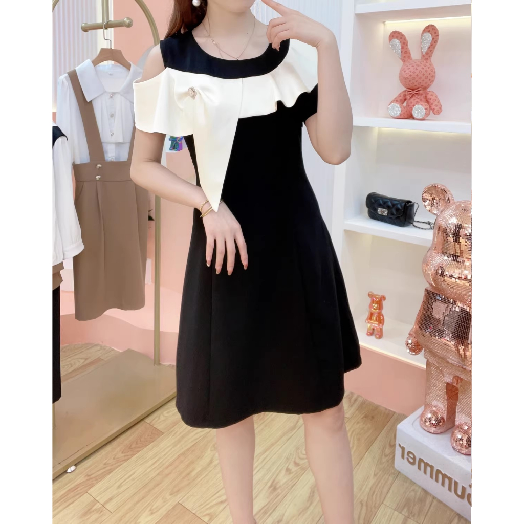 Gaun Pesta D23031 Hitam Lengan Pendek Party Dress